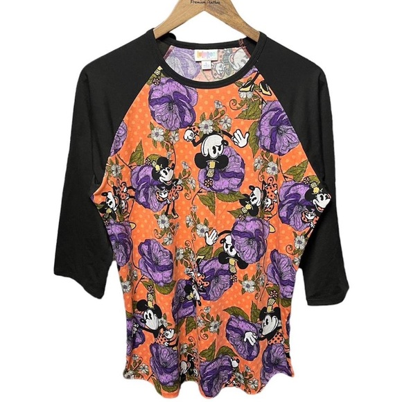 LulaRoe Minnie mouse floral Randy Style half sleeve crewneck women’s shirt - Picture 1 of 4